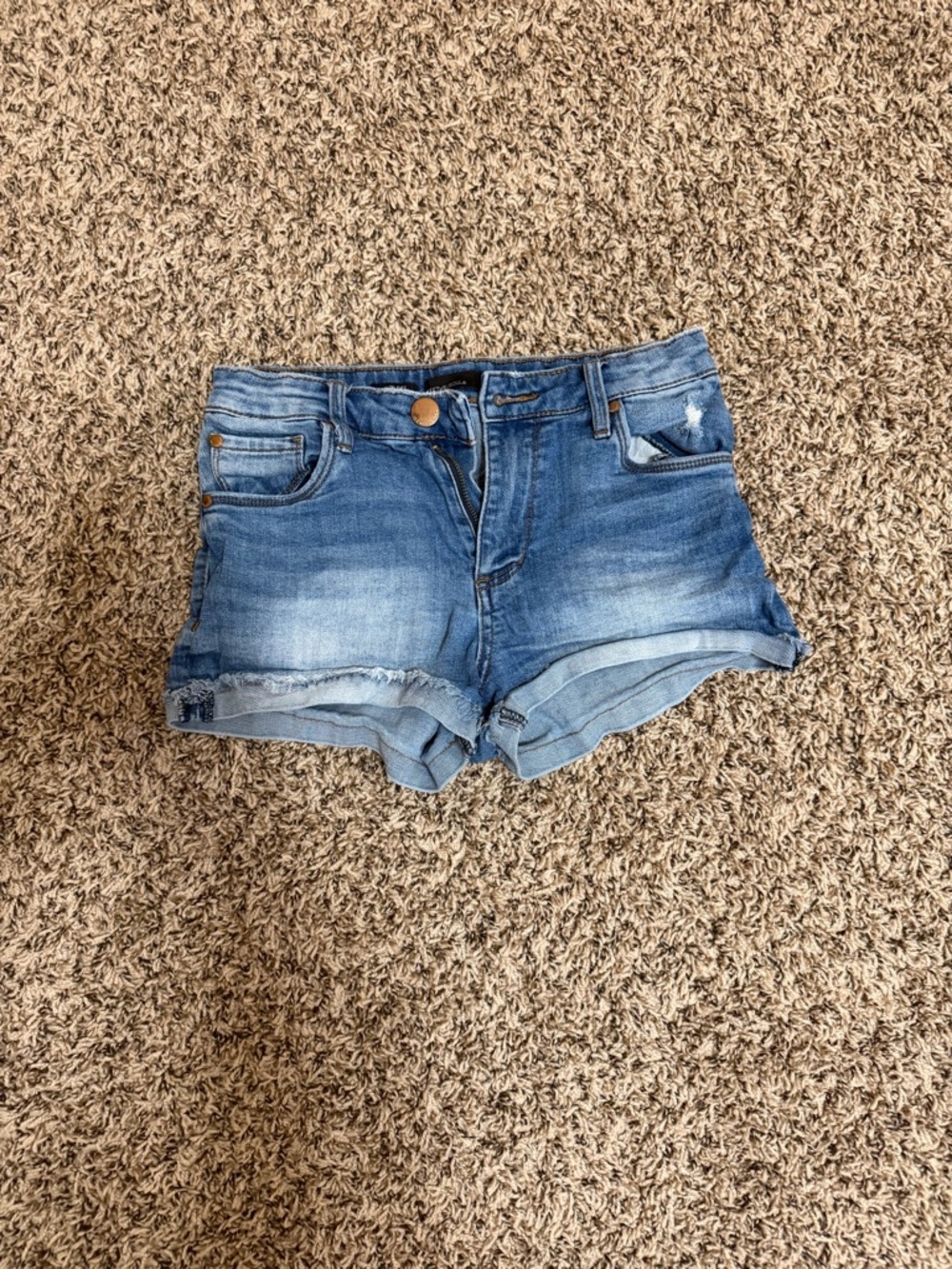 See Thru Soul Light Blue Rolled Cuff Denim Shorts